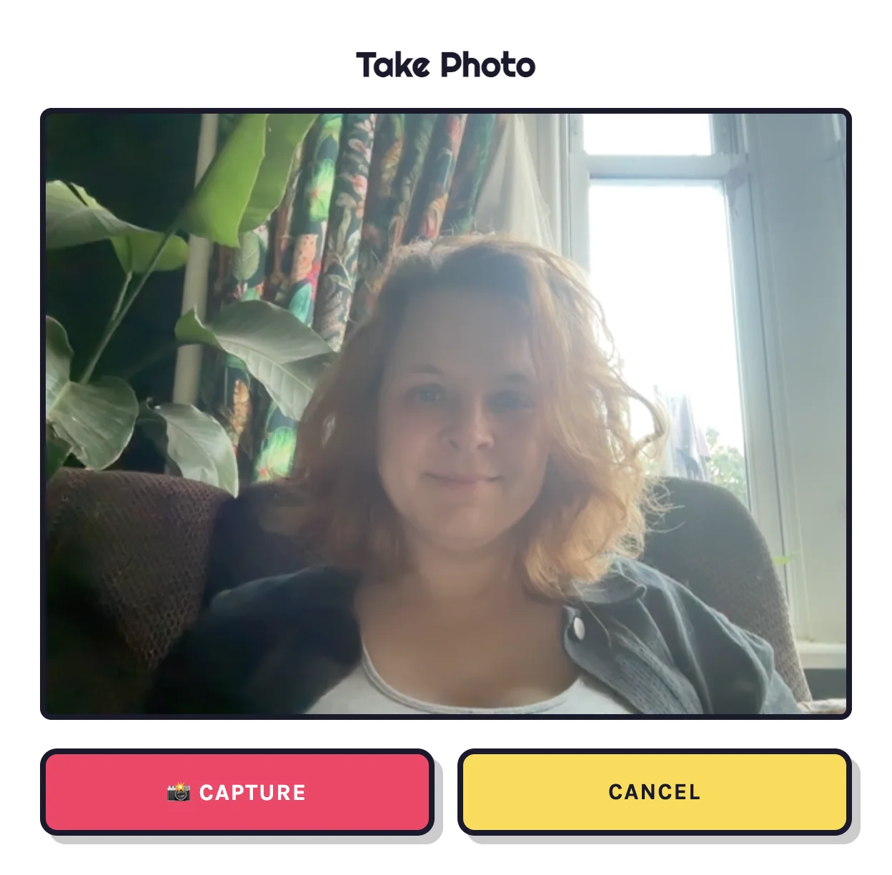 Holiday Charades image capture screen